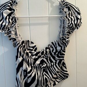 Zebra Print Ruffled Women's Top